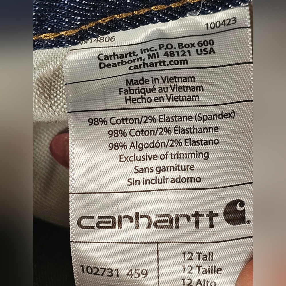 Carhartt Women’s Size 12 Tall Blue Straight Leg Pants Regular Fit Workwear EUC - Picture 5 of 9
